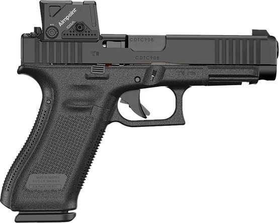 GLOCK 45 MOS8 optic-ready pistol with direct milled Aimpoint COA compatible slide.